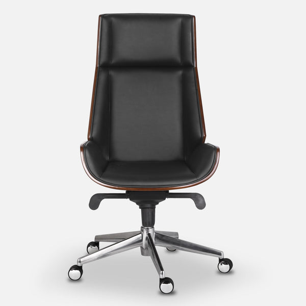 Silla para Oficina Respaldo café y Asiento Negro Silla de Escritorio de Cuero ilios innova, illa de Oficina giratoria de Piel sin Brazos para conferencias(Negro)